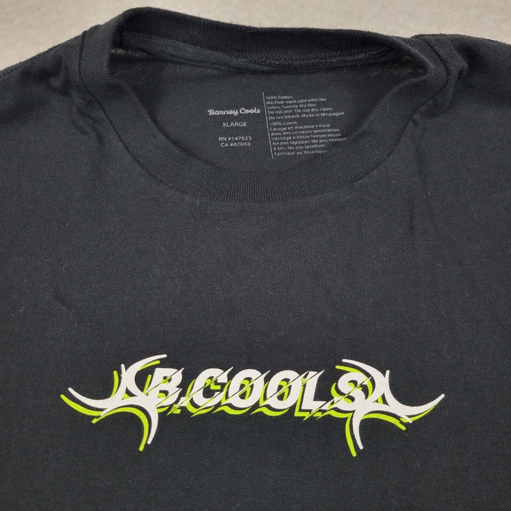 Barney Cools Brand Logos T-Shirt‎ Mens XL Black Short Sleeve Streetwear Cotton